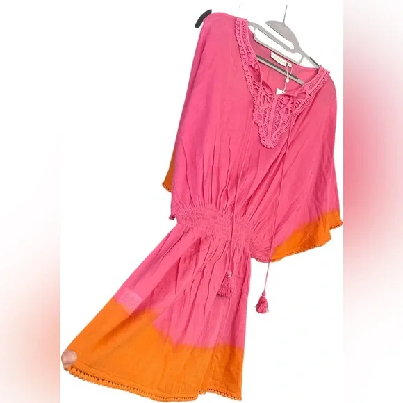 NWT Shiraleah of Chicago Cotton Dolman Sleeve Swim Cover-Up w/ Tassels - Picture 5 of 8